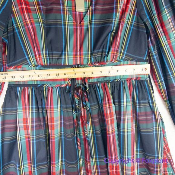 New *flawed* J Crew  V-Neck Taffeta Mini Dress in Stewart Plaid, size 12 - Picture 7 of 16